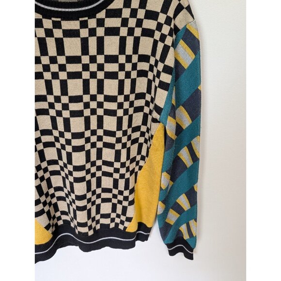 Jonathan SIMKHAI Check Plaid Pullover Sweater Geometric Size Small Cosby - Picture 5 of 9